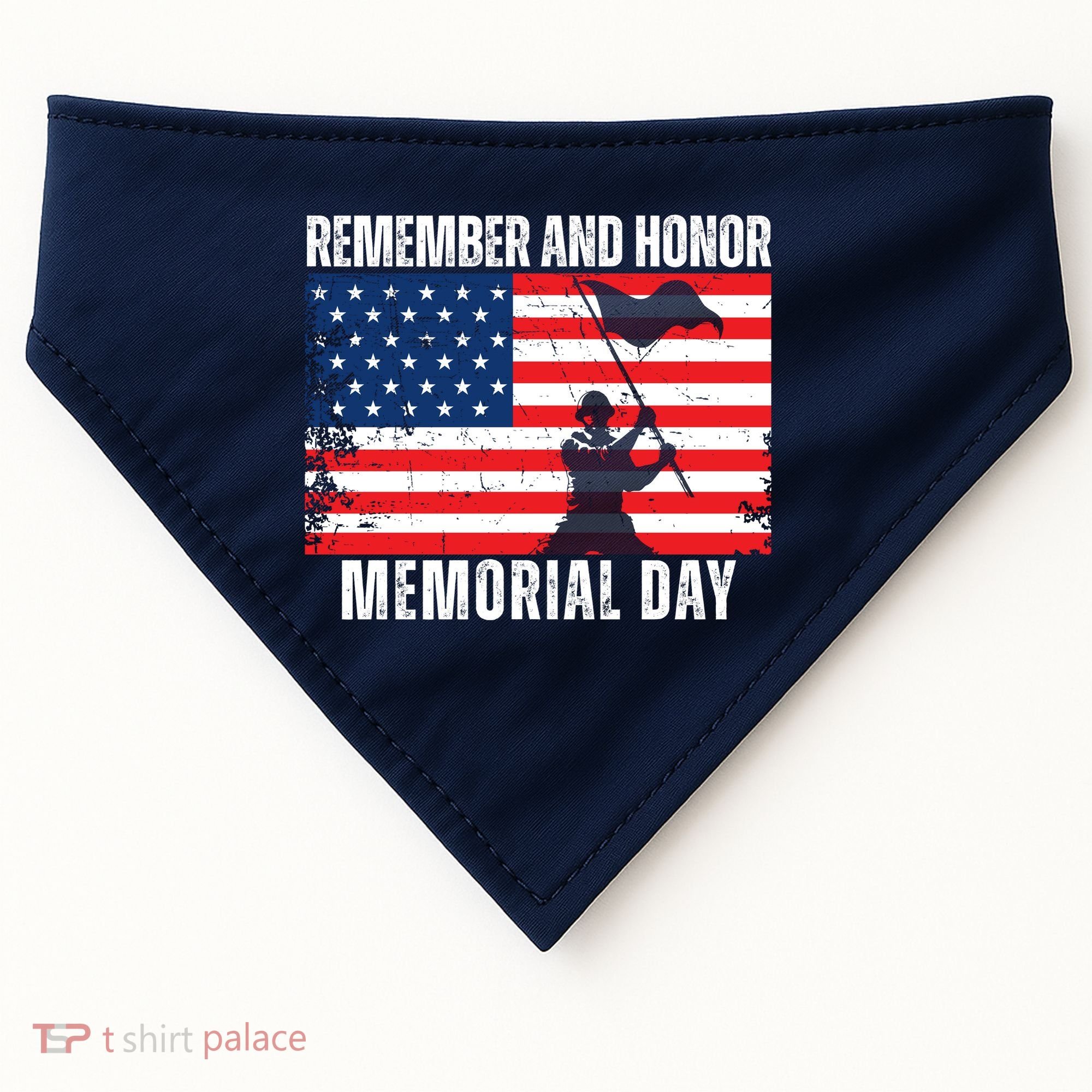 Remember And Honor Memorial Day Usa Flag USA-Made Doggie Bandana