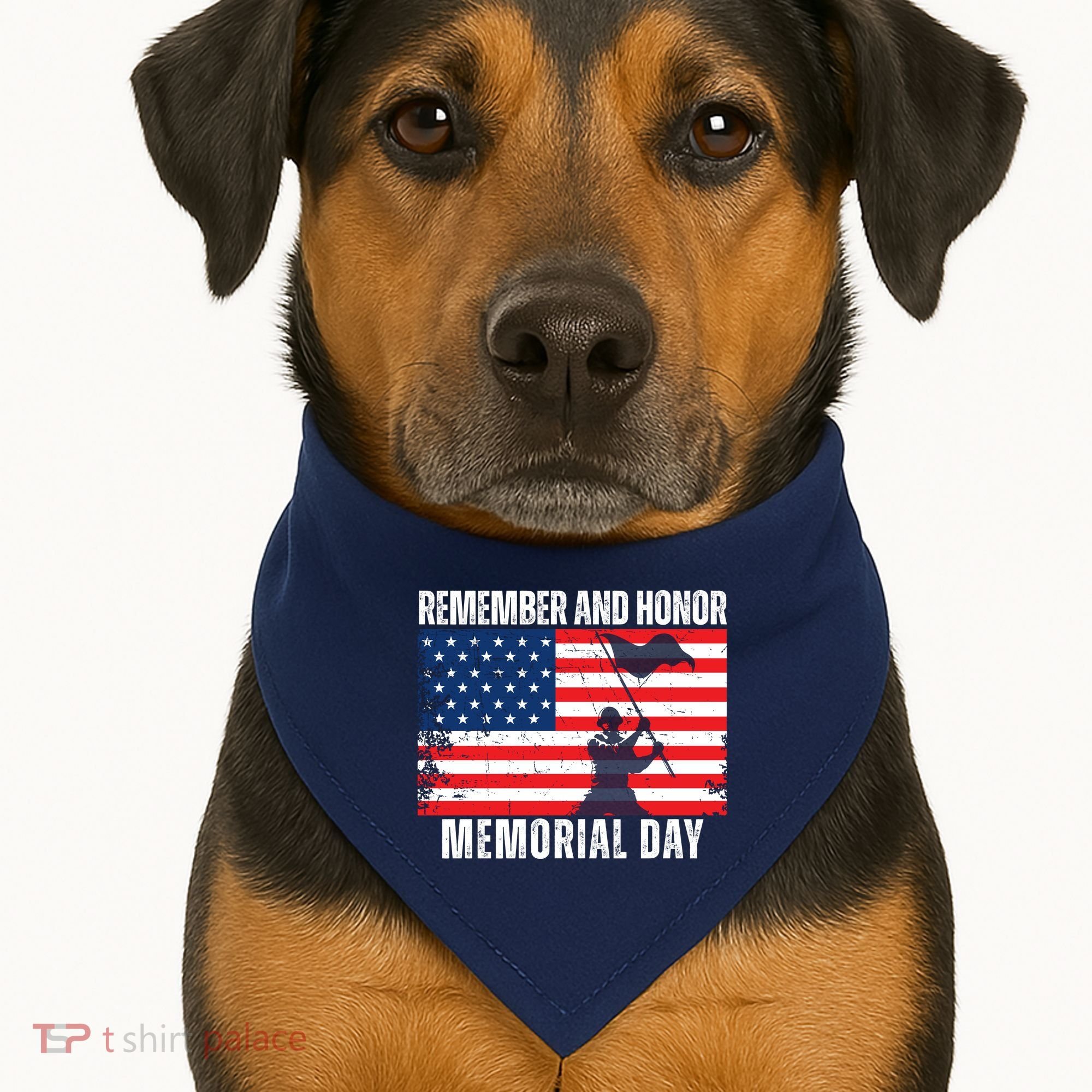 Remember And Honor Memorial Day Usa Flag USA-Made Doggie Bandana