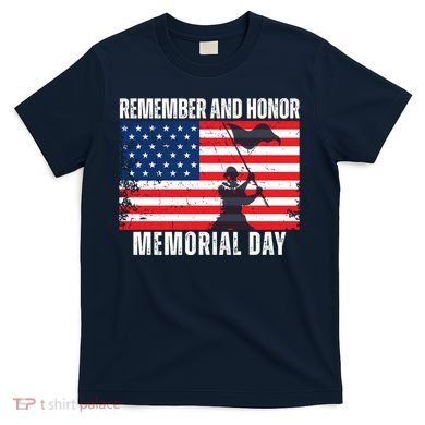 Remember And Honor Memorial Day Usa Flag T-Shirt