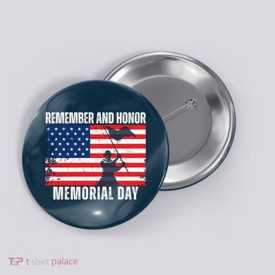 Remember And Honor Memorial Day Usa Flag Button
