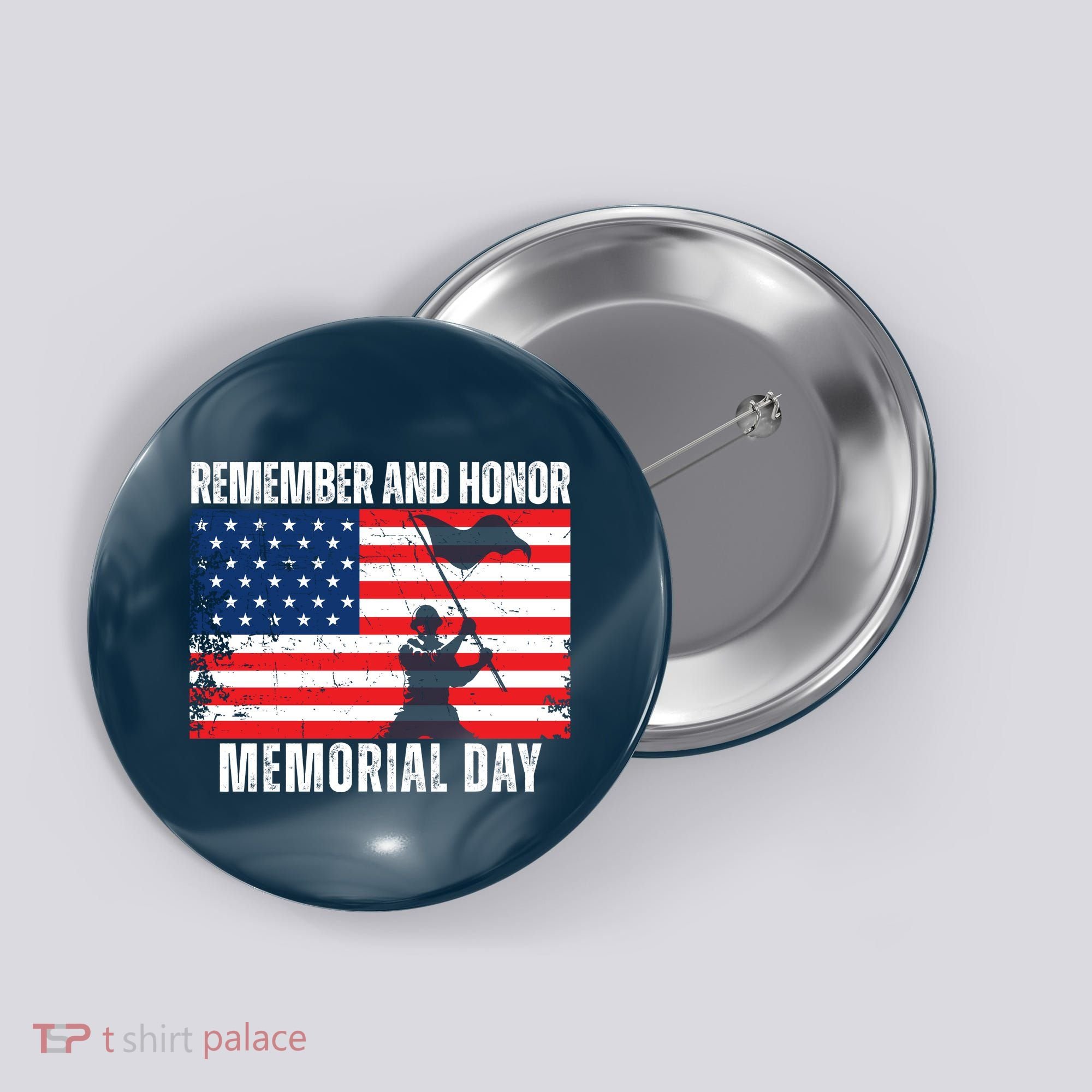 Remember And Honor Memorial Day Usa Flag Button