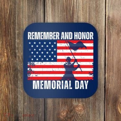 Remember And Honor Memorial Day Usa Flag Coaster