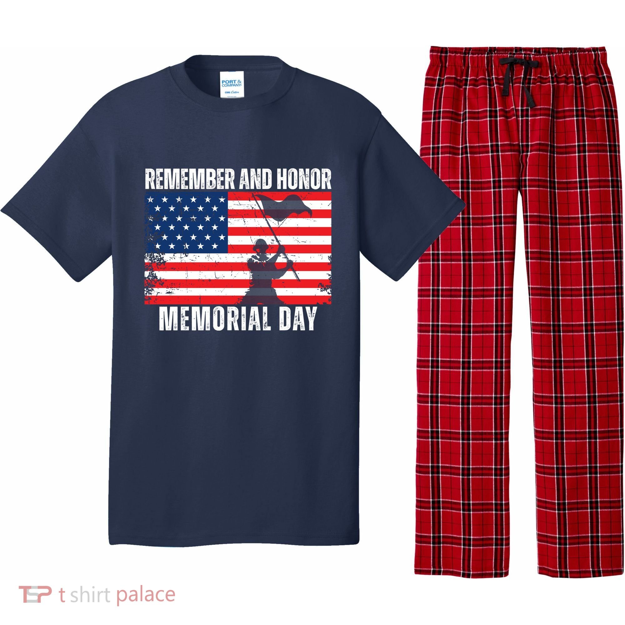 Remember And Honor Memorial Day Usa Flag Pajama Set