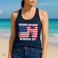 Remember And Honor Memorial Day Usa Flag Women's Tank Top thumb 2