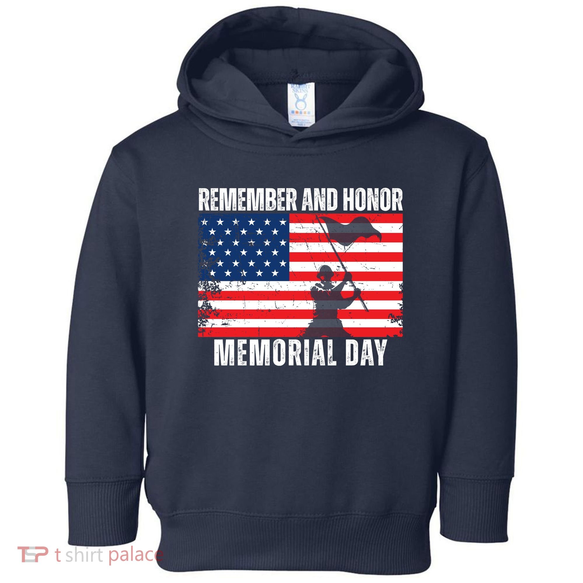 Remember And Honor Memorial Day Usa Flag Toddler Hoodie