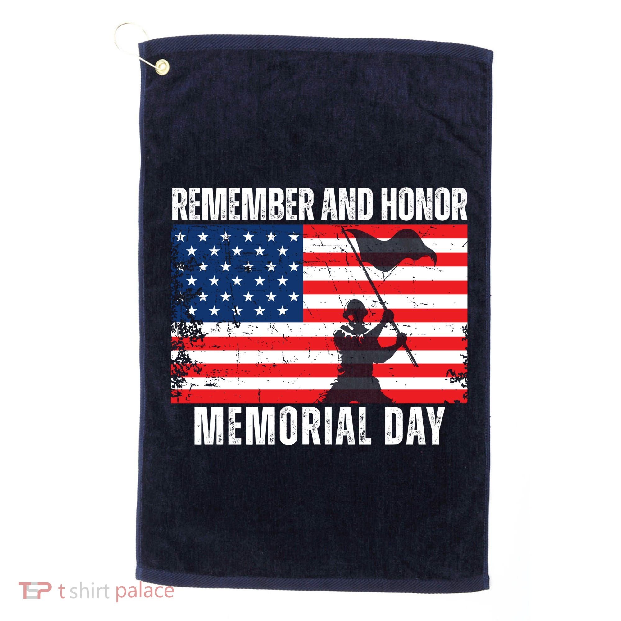 Remember And Honor Memorial Day Usa Flag Golf Towel