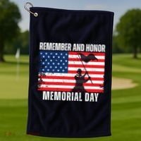 Remember And Honor Memorial Day Usa Flag Golf Towel thumb 1
