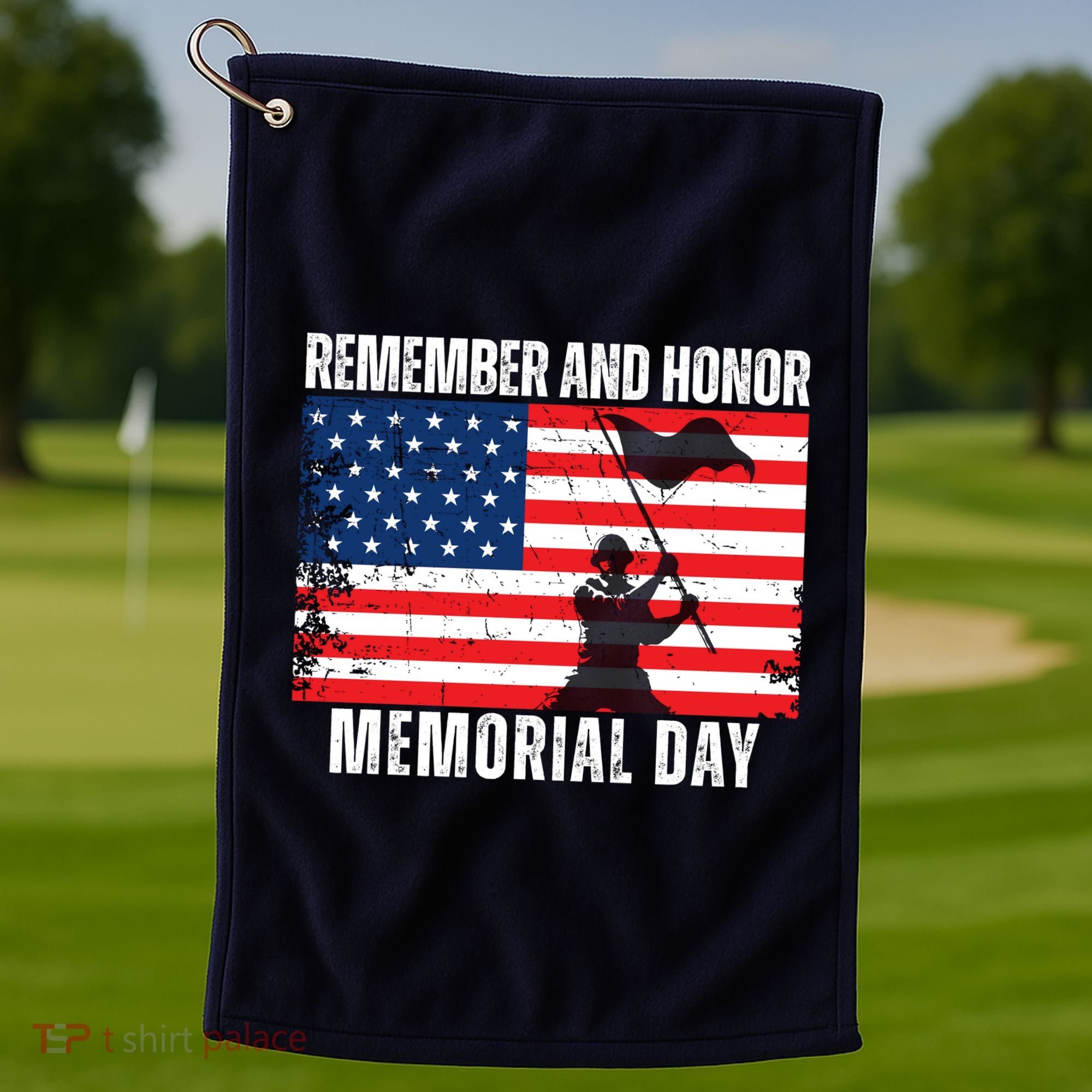 Remember And Honor Memorial Day Usa Flag Golf Towel