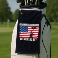 Remember And Honor Memorial Day Usa Flag Golf Towel thumb 2