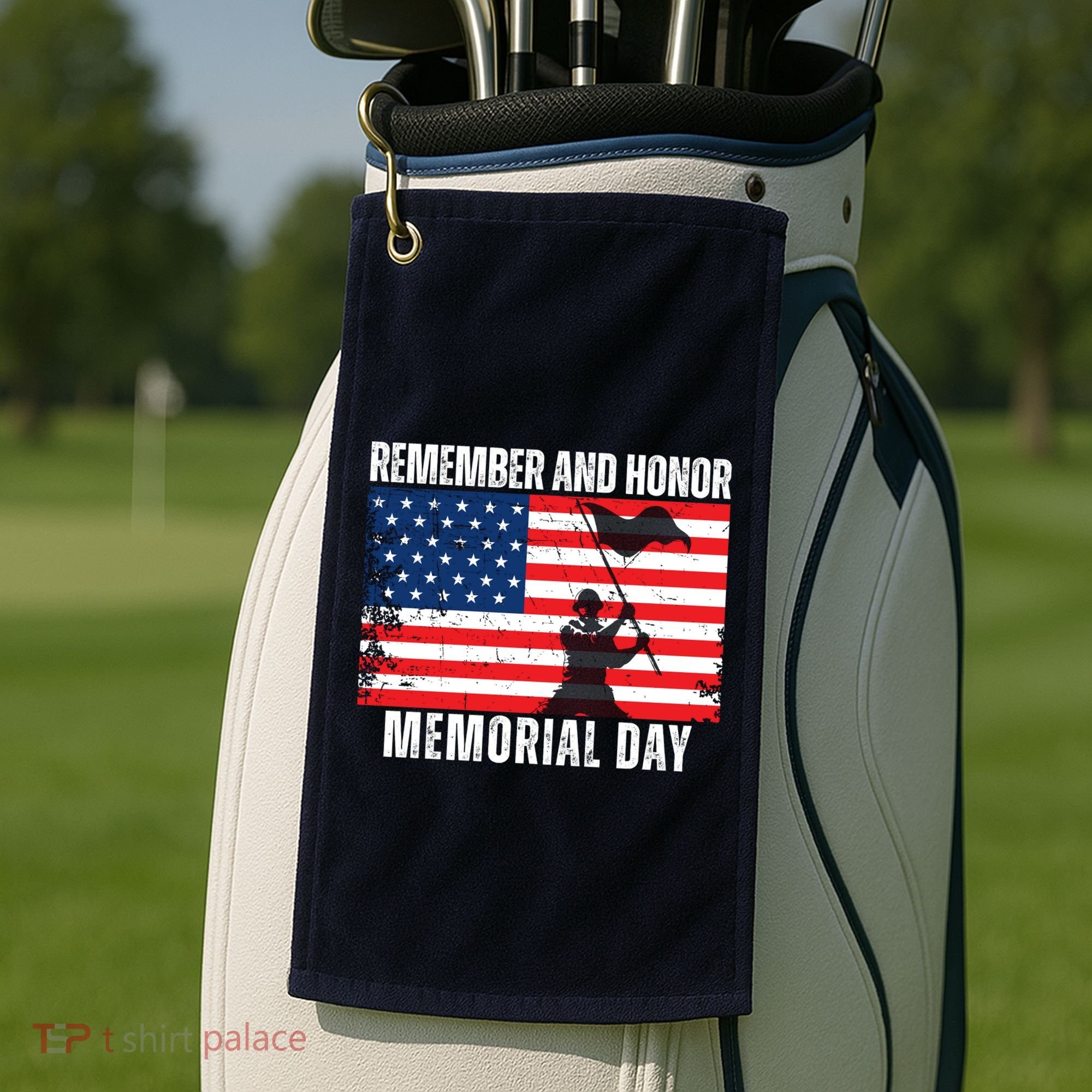 Remember And Honor Memorial Day Usa Flag Golf Towel