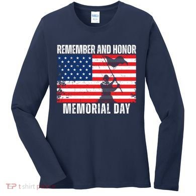 Remember And Honor Memorial Day Usa Flag Women's Long Sleeve Shirt