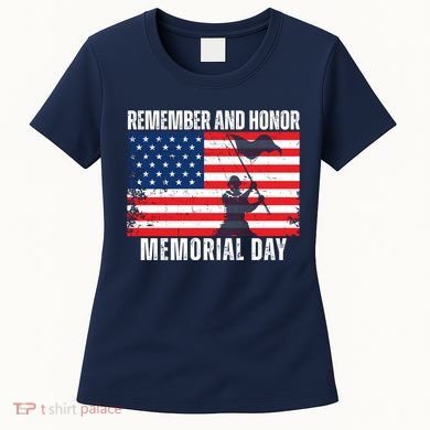 Remember And Honor Memorial Day Usa Flag Women's T-Shirt