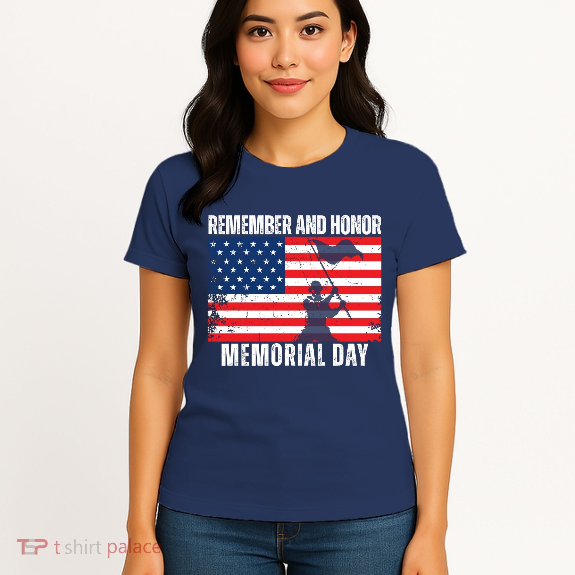 Remember And Honor Memorial Day Usa Flag Women's T-Shirt