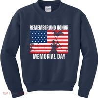 Remember And Honor Memorial Day Usa Flag Kids Sweatshirt thumb 0
