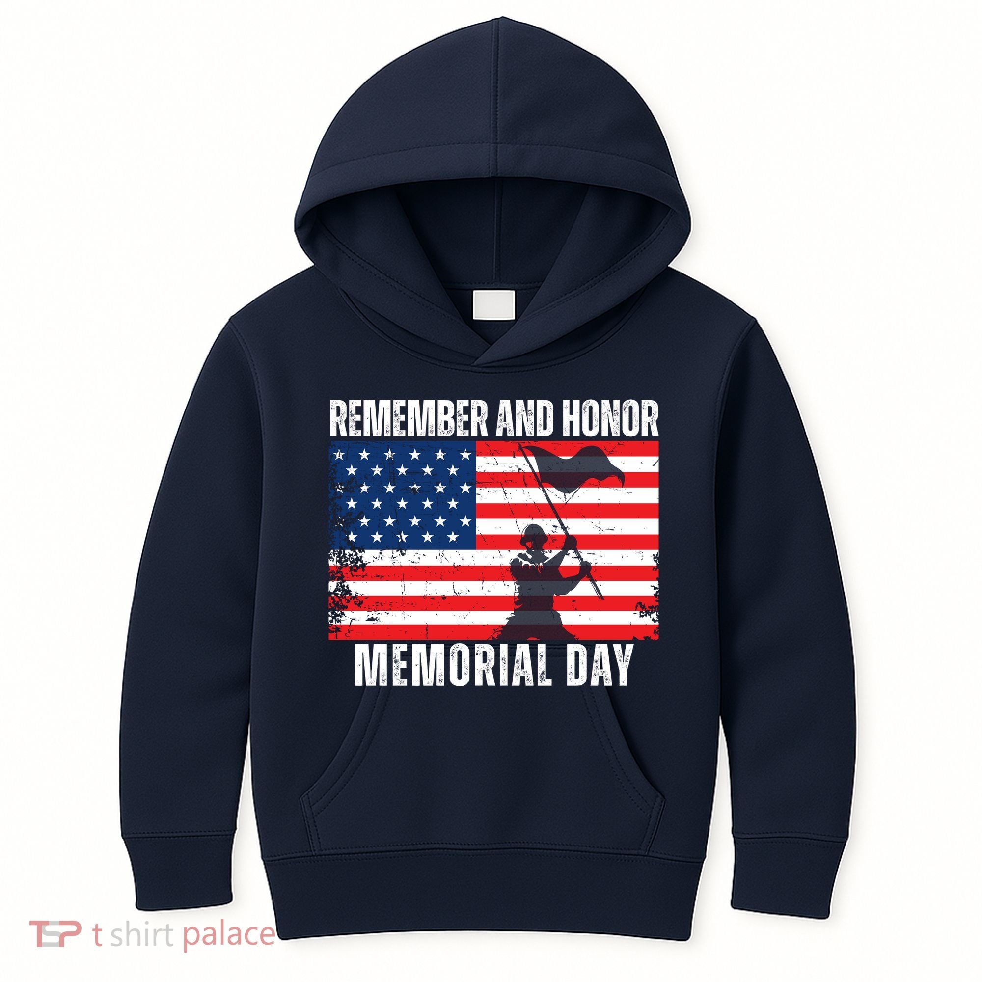 Remember And Honor Memorial Day Usa Flag Kids Hoodie
