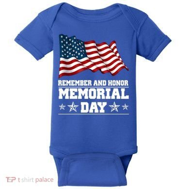 Remember And Honor Memorial Day Patriot Baby Bodysuit