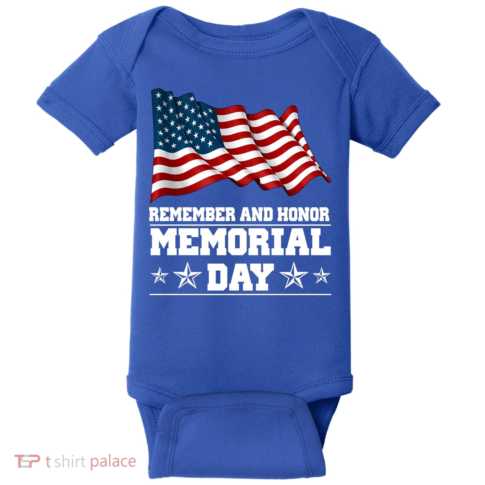 Remember And Honor Memorial Day Patriot Baby Bodysuit