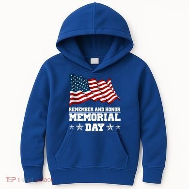 Remember And Honor Memorial Day Patriot Kids Hoodie