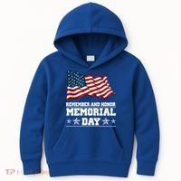 Remember And Honor Memorial Day Patriot Kids Hoodie thumb 0