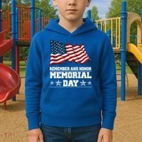 Remember And Honor Memorial Day Patriot Kids Hoodie thumb 2