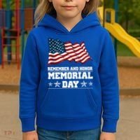 Remember And Honor Memorial Day Patriot Kids Hoodie thumb 3