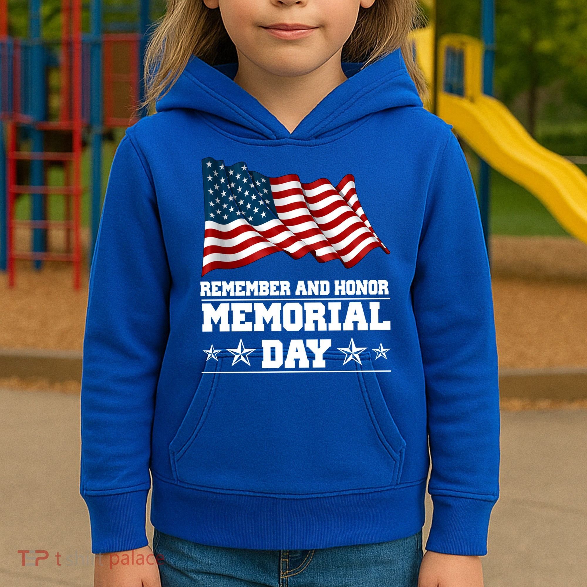 Remember And Honor Memorial Day Patriot Kids Hoodie