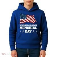 Remember And Honor Memorial Day Patriot Kids Hoodie thumb 4