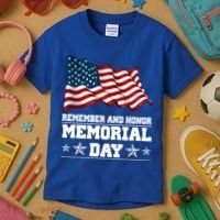Remember And Honor Memorial Day Patriot Kids T-Shirt thumb 3