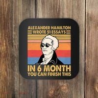 Retro Alexander Hamilton Wrote 51 Essays In 6 Months Coaster thumb 0