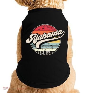 Retro Alabama Home State Al Cool 70s Style Sunset Doggie Tank