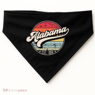 Retro Alabama Home State Al Cool 70s Style Sunset USA-Made Doggie Bandana