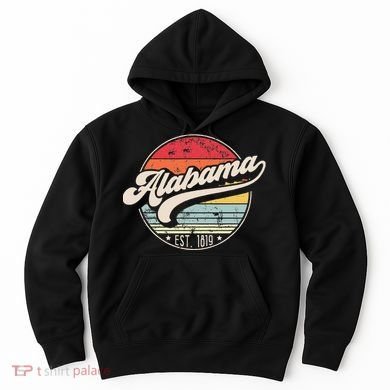 Retro Alabama Home State Al Cool 70s Style Sunset Hoodie