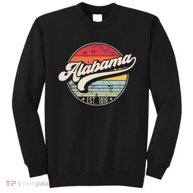 Retro Alabama Home State Al Cool 70s Style Sunset Sweatshirt