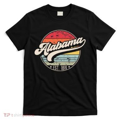 Retro Alabama Home State Al Cool 70s Style Sunset T-Shirt