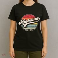 Retro Alabama Home State Al Cool 70s Style Sunset T-Shirt thumb 4