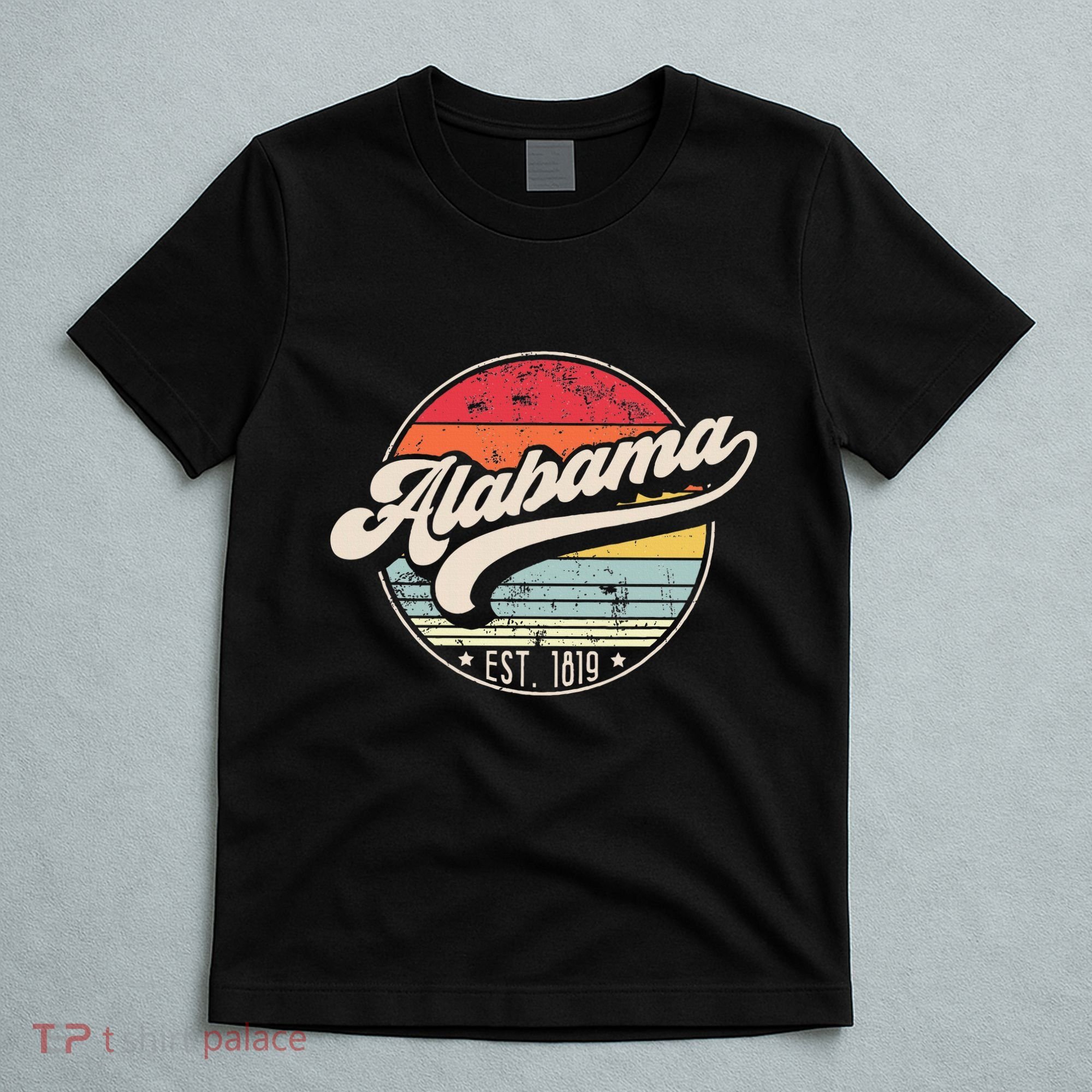Retro Alabama Home State Al Cool 70s Style Sunset T-Shirt