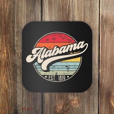 Retro Alabama Home State Al Cool 70s Style Sunset Coaster
