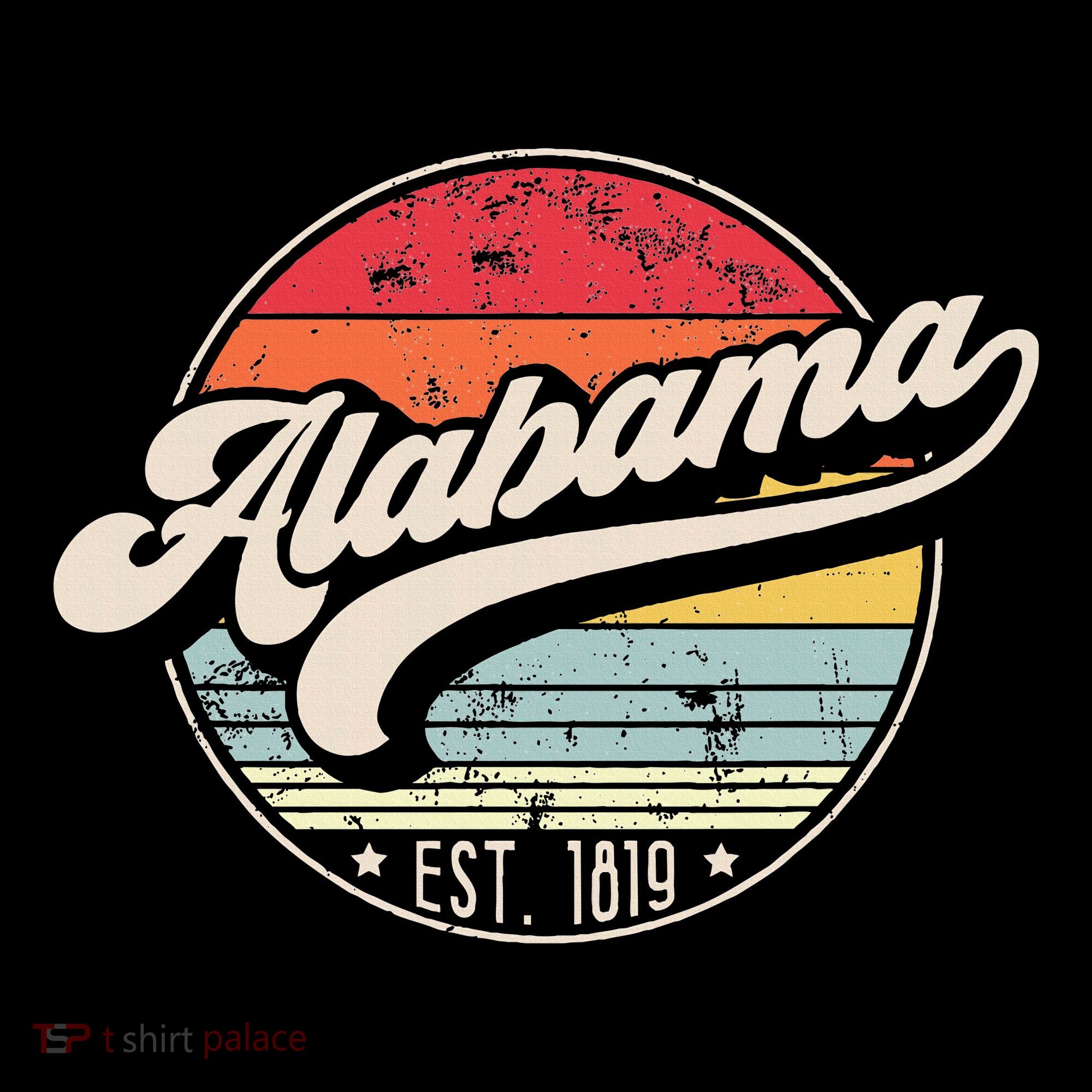 Retro Alabama Home State Al Cool 70s Style Sunset Women's Hoodie