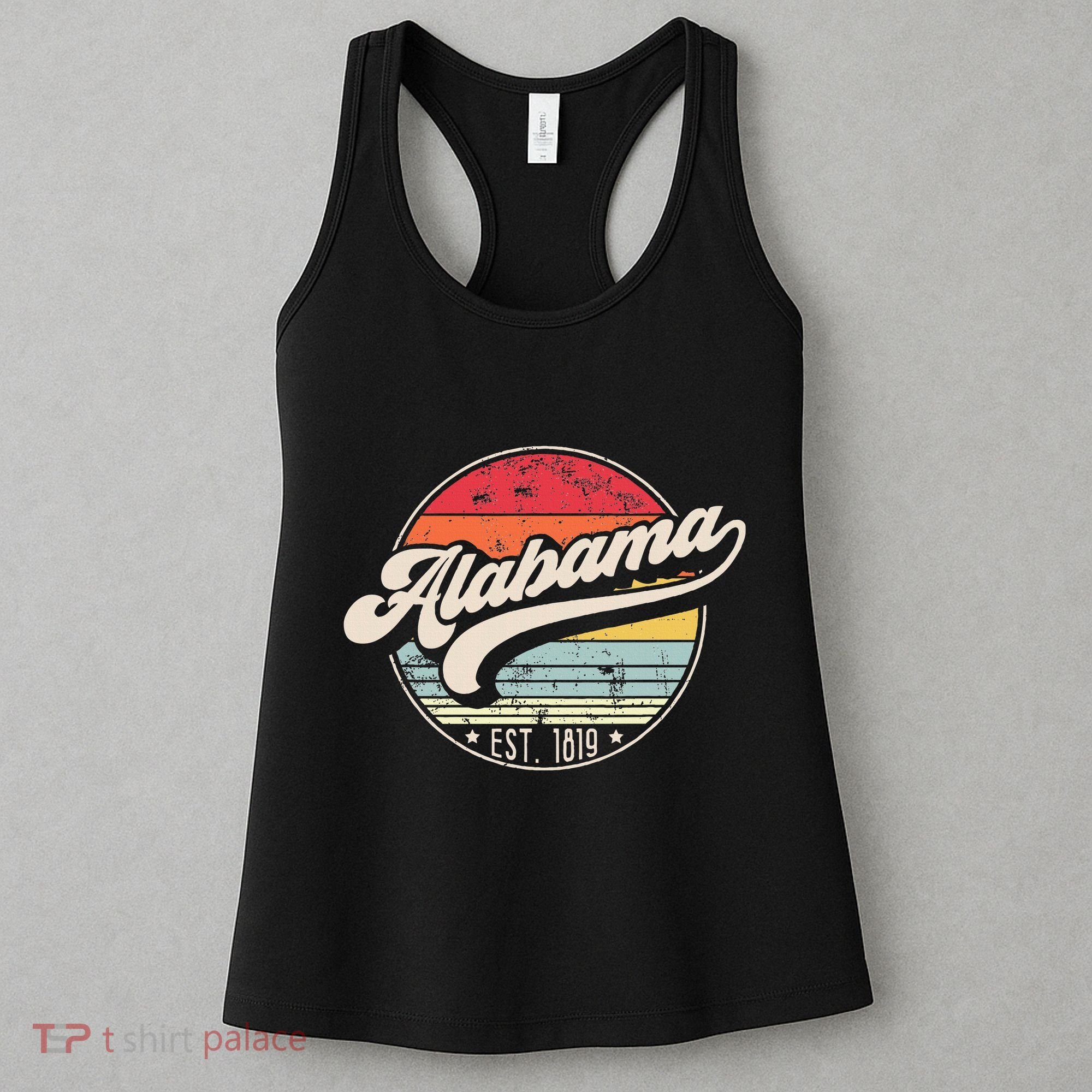Retro Alabama Home State Al Cool 70s Style Sunset Women's Tank Top