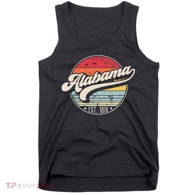 Retro Alabama Home State Al Cool 70s Style Sunset Tank Top