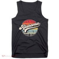 Retro Alabama Home State Al Cool 70s Style Sunset Tank Top thumb 0