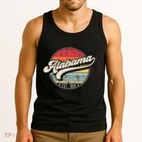 Retro Alabama Home State Al Cool 70s Style Sunset Tank Top thumb 3