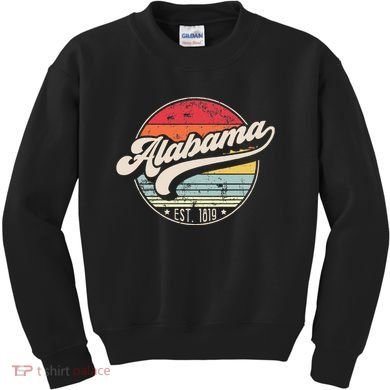Retro Alabama Home State Al Cool 70s Style Sunset Kids Sweatshirt