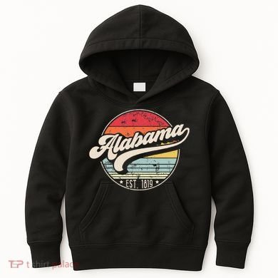 Retro Alabama Home State Al Cool 70s Style Sunset Kids Hoodie