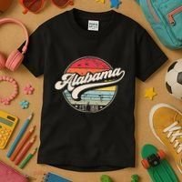 Retro Alabama Home State Al Cool 70s Style Sunset Kids T-Shirt thumb 3
