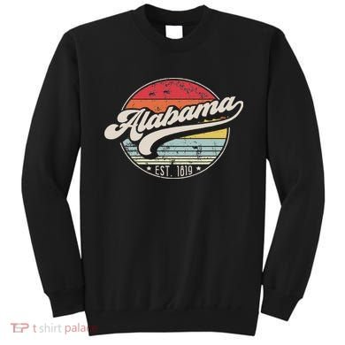 Retro Alabama Home State Al Cool 70s Style Sunset Sweatshirt