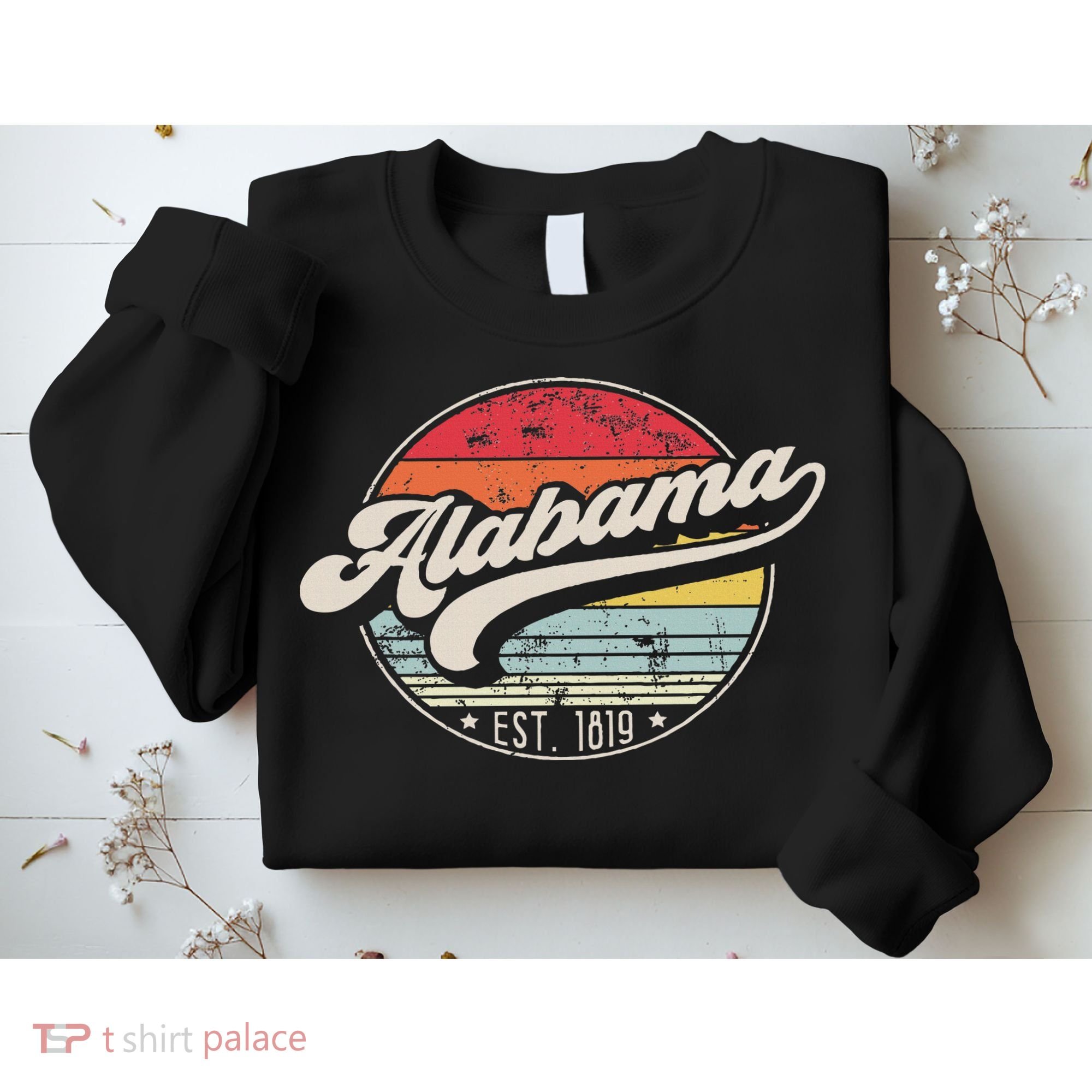 Retro Alabama Home State Al Cool 70s Style Sunset Sweatshirt