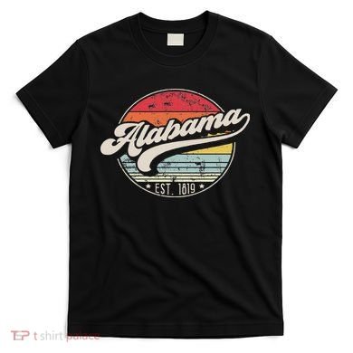 Retro Alabama Home State Al Cool 70s Style Sunset T-Shirt