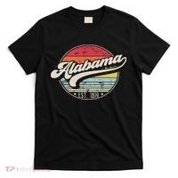 Retro Alabama Home State Al Cool 70s Style Sunset T-Shirt thumb 0