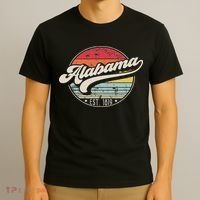 Retro Alabama Home State Al Cool 70s Style Sunset T-Shirt thumb 3